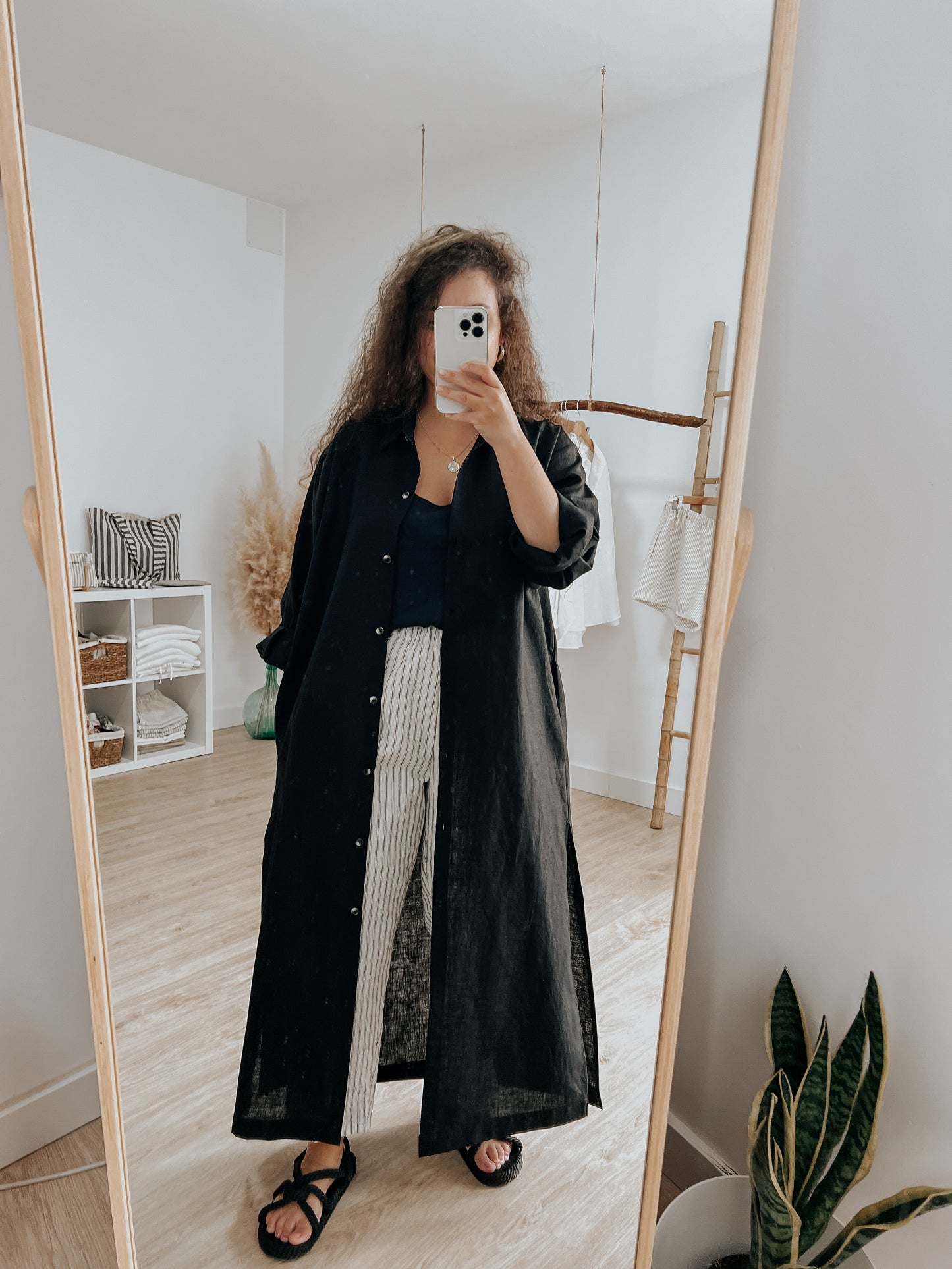 Kaftan lino negro