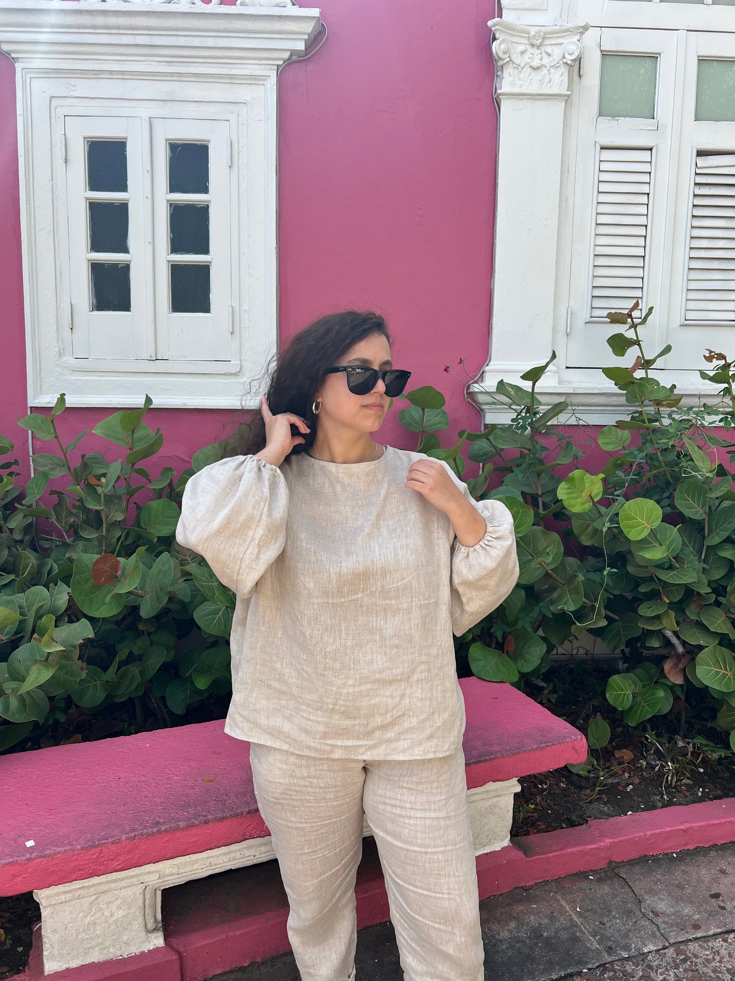 Palma blouse sand linen