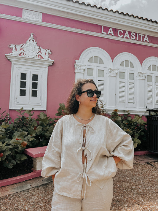 Palma blouse sand linen