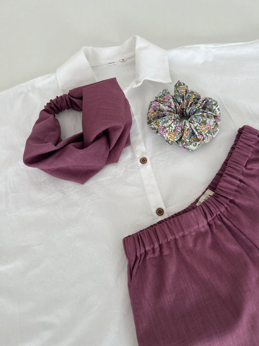 Pink linen turban
