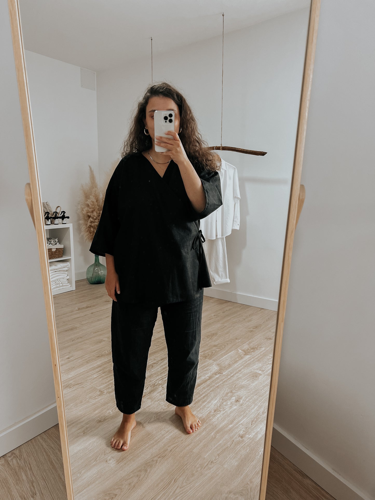 Black linen trousers