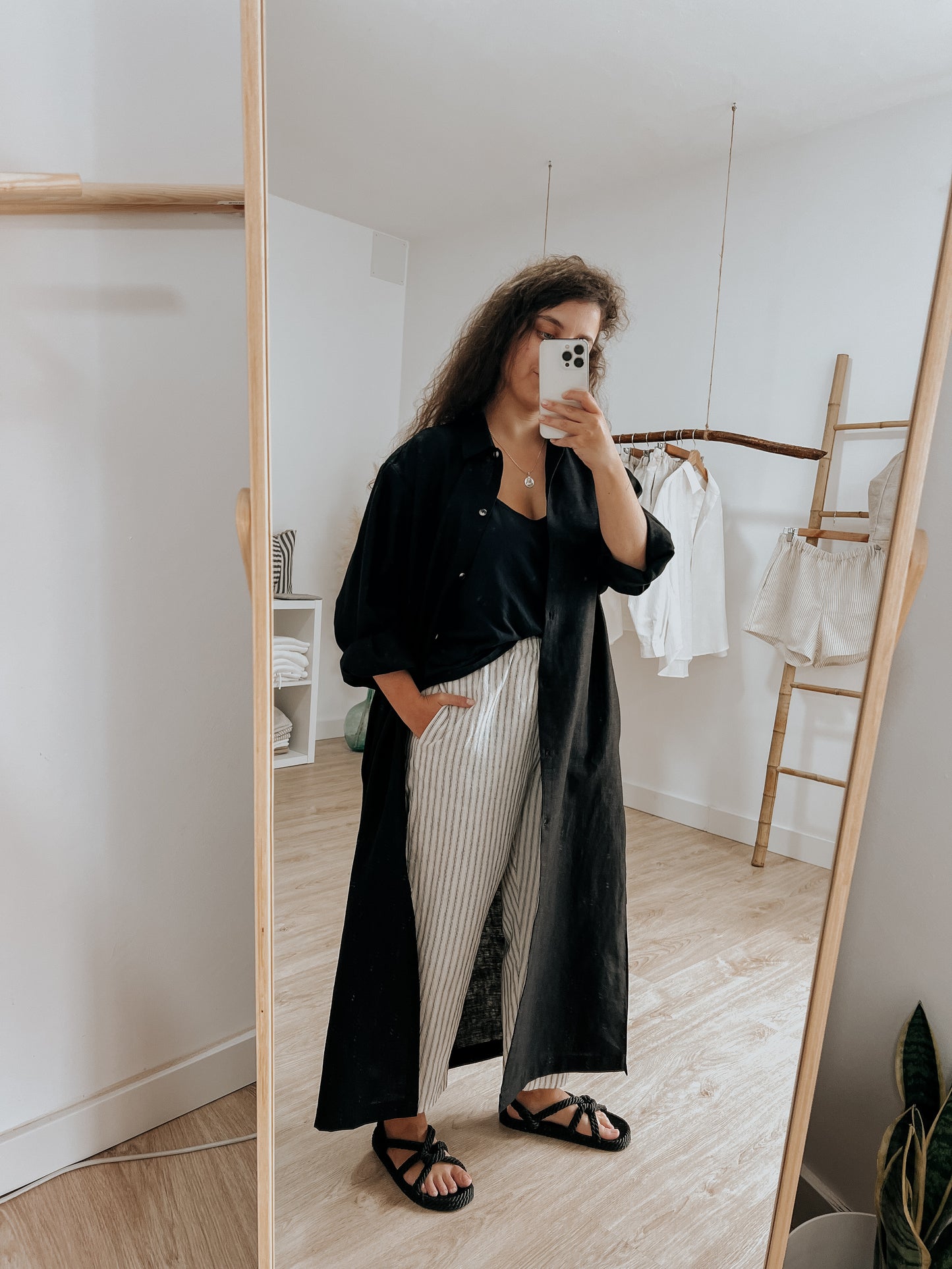 Kaftan lino negro