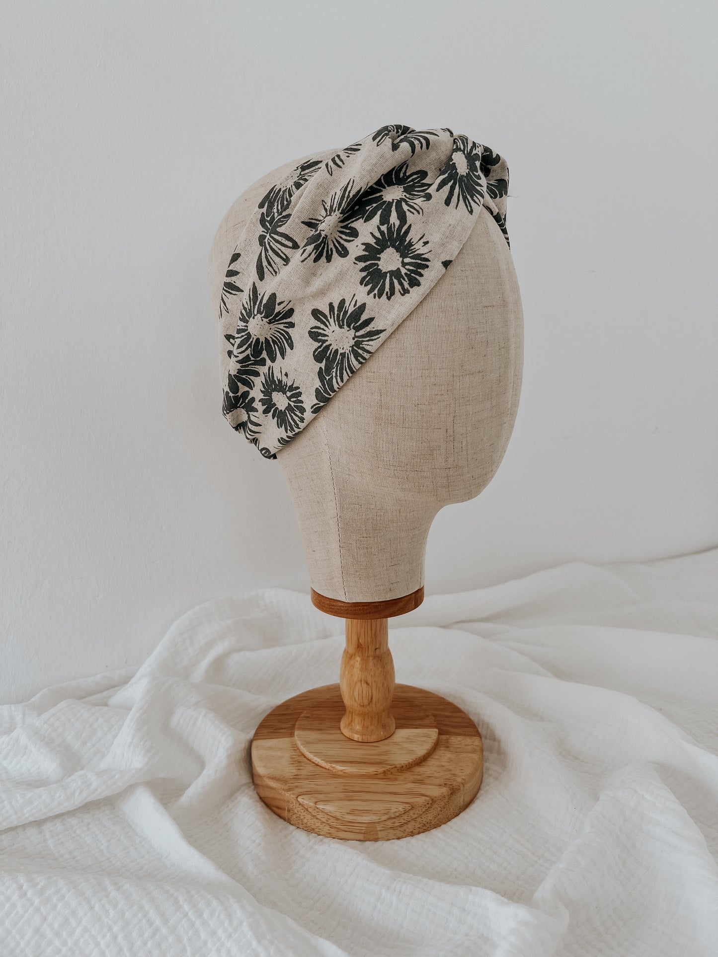 Floral linen turban