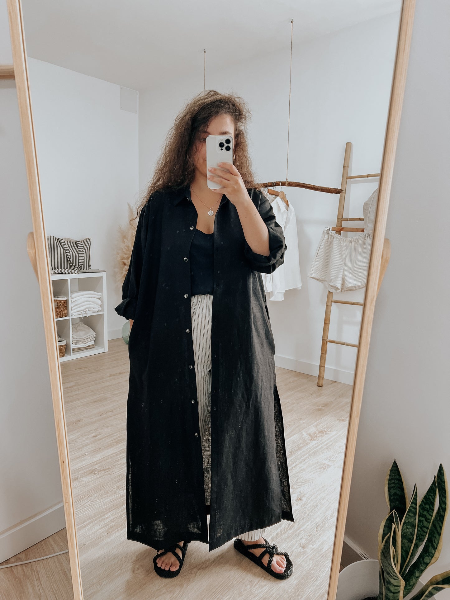 Kaftan lino negro