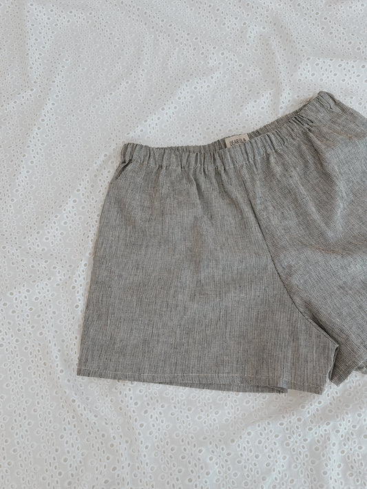 Striped linen shorts