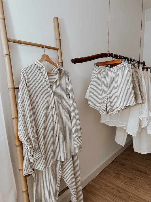 Camisón vestido lino rayas