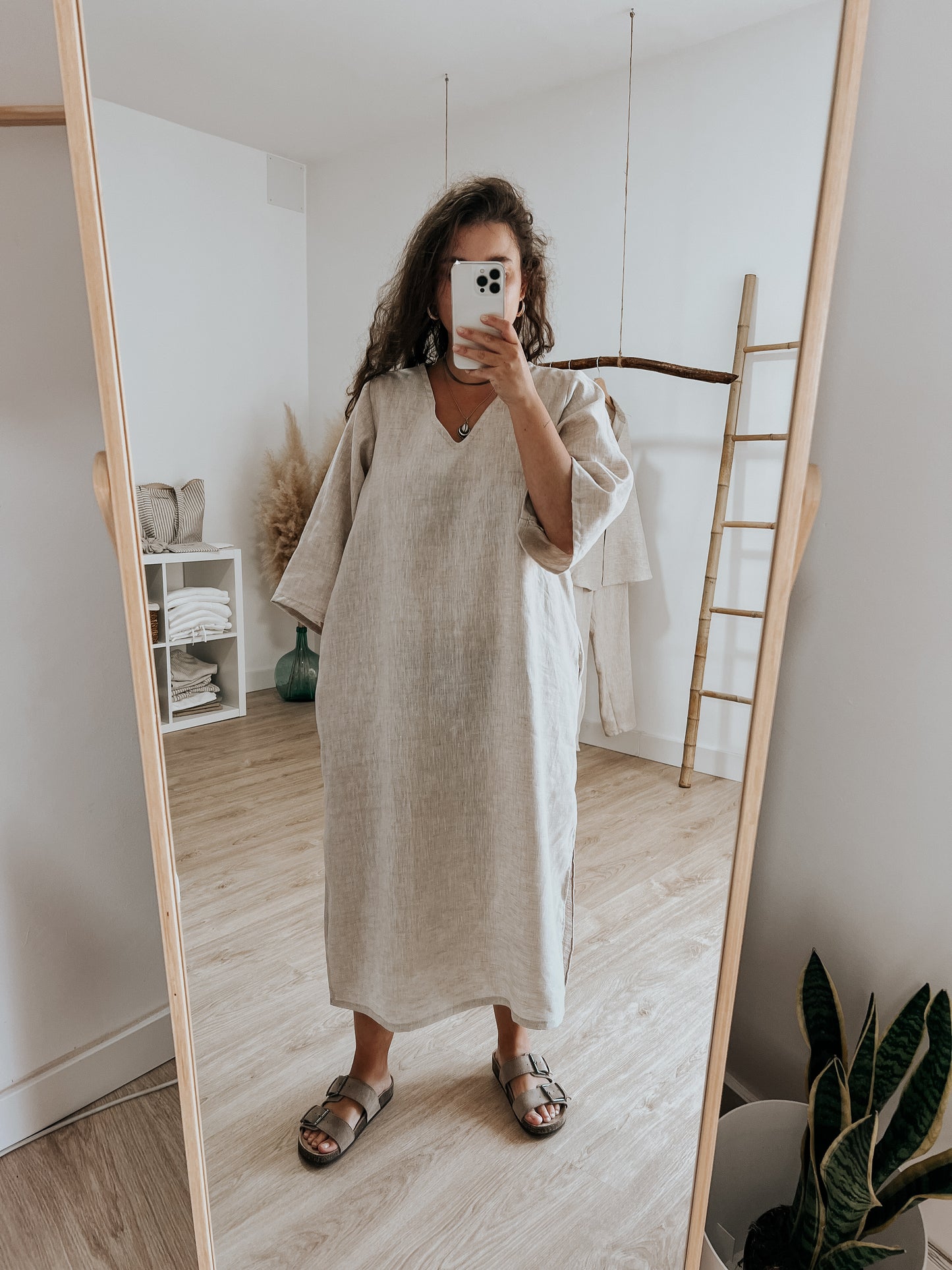 Sand linen dress