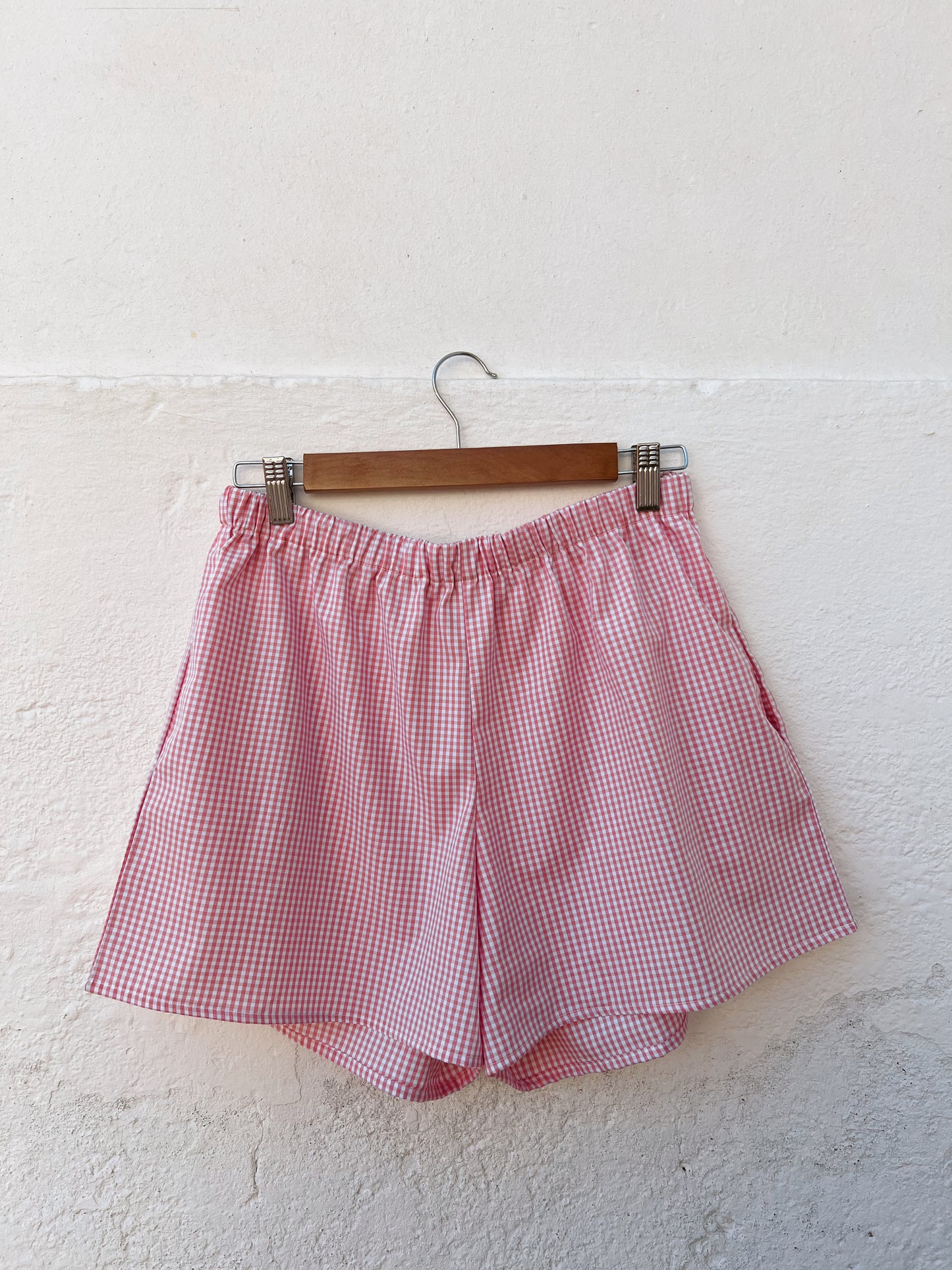 Shorts vichy rosa bebé