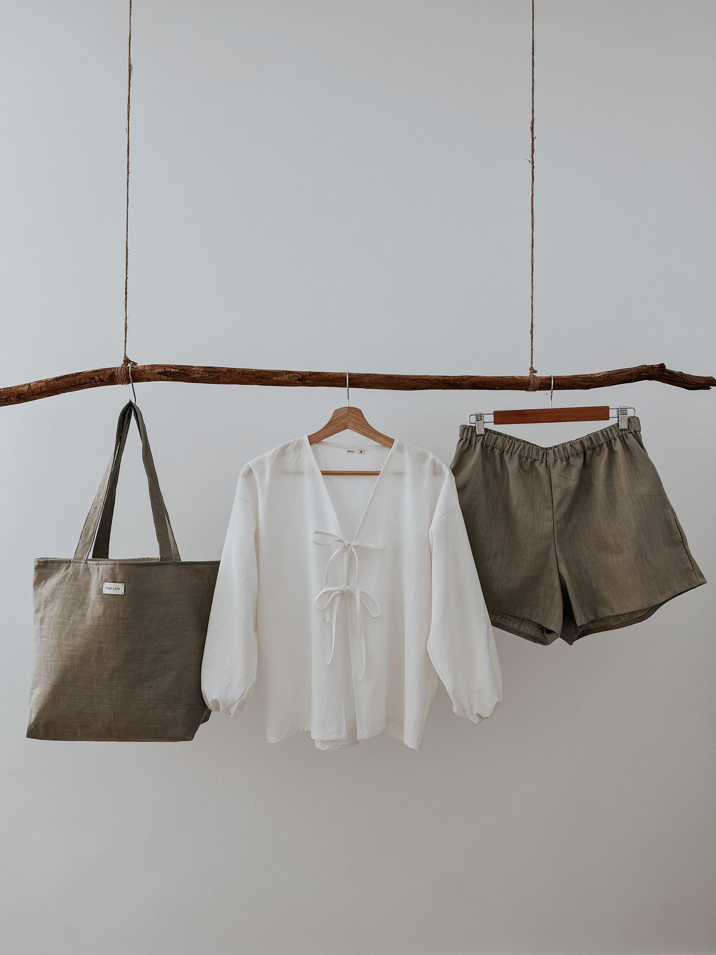 Taupe linen shorts