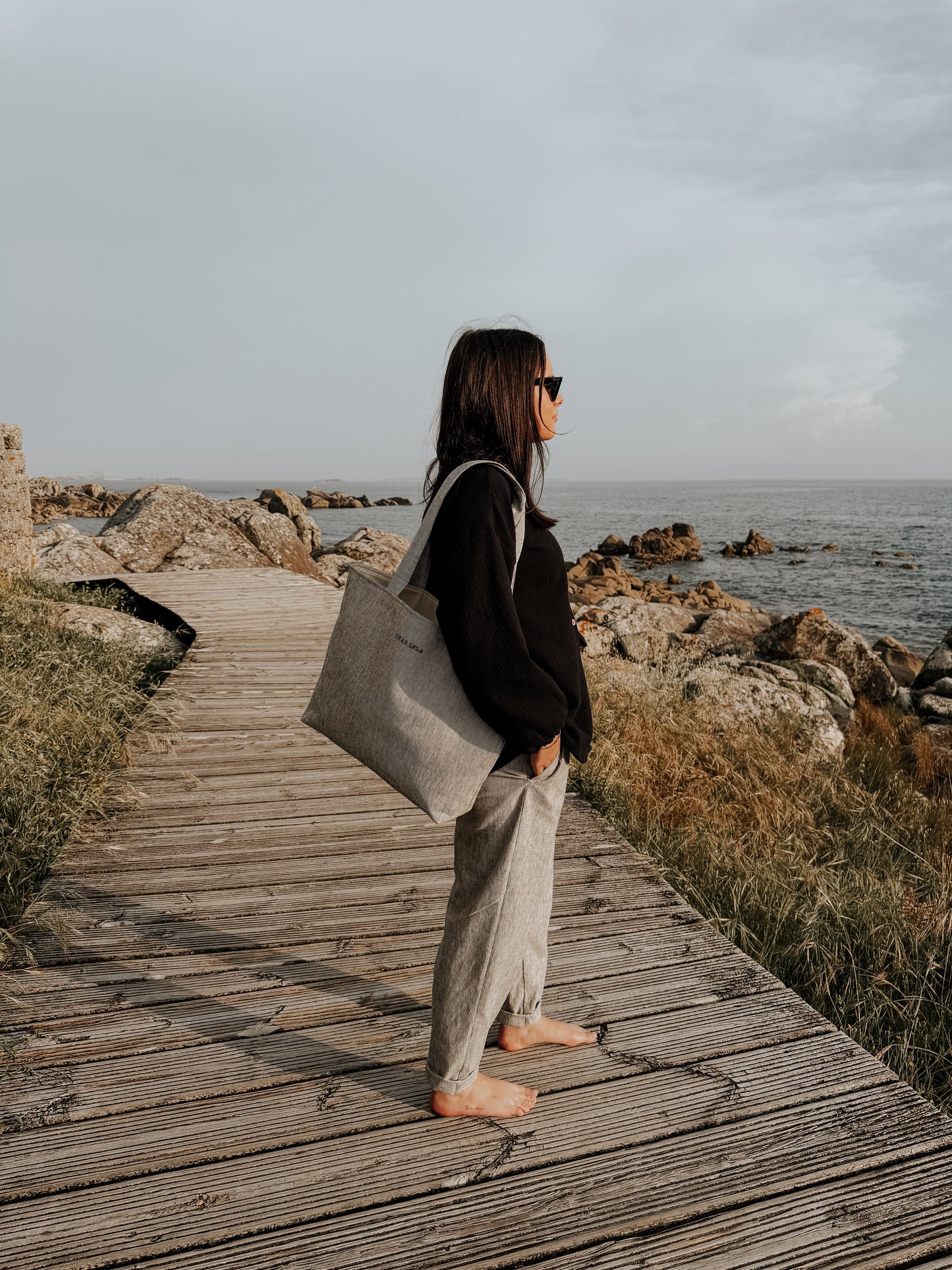 Striped linen trousers