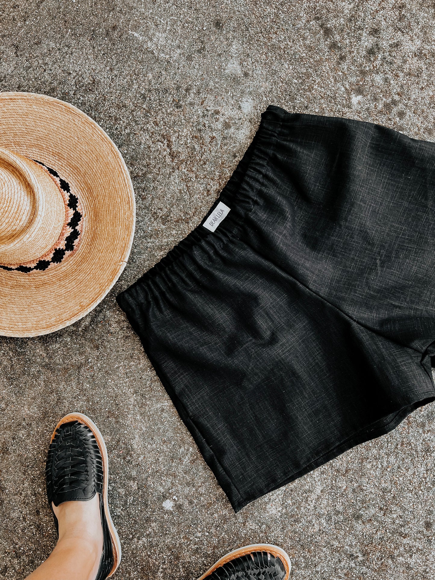 Black linen shorts