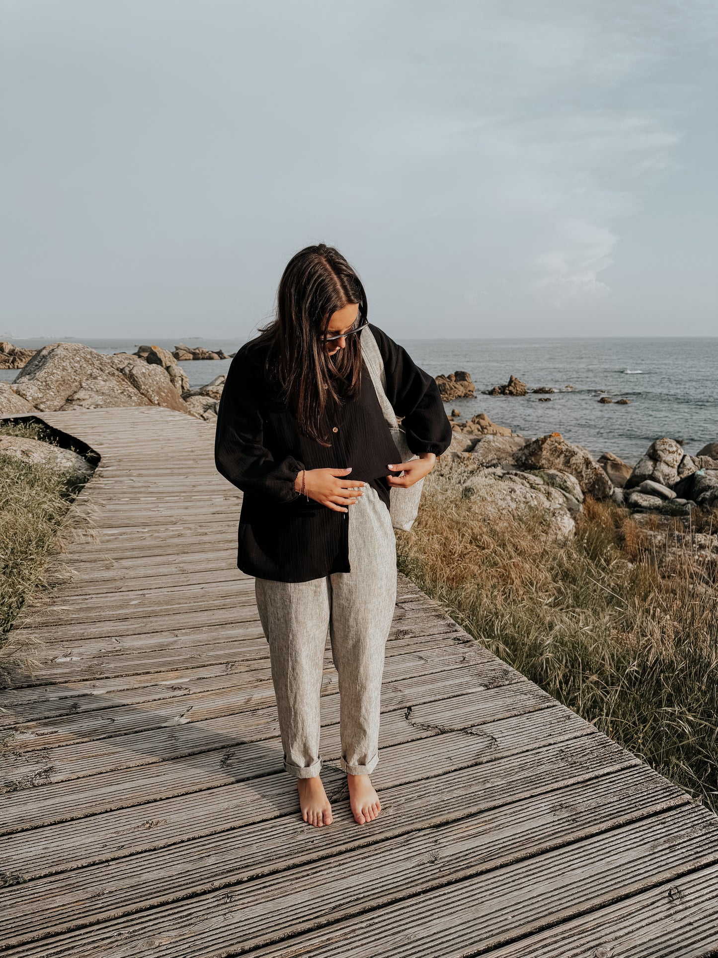 Striped linen trousers