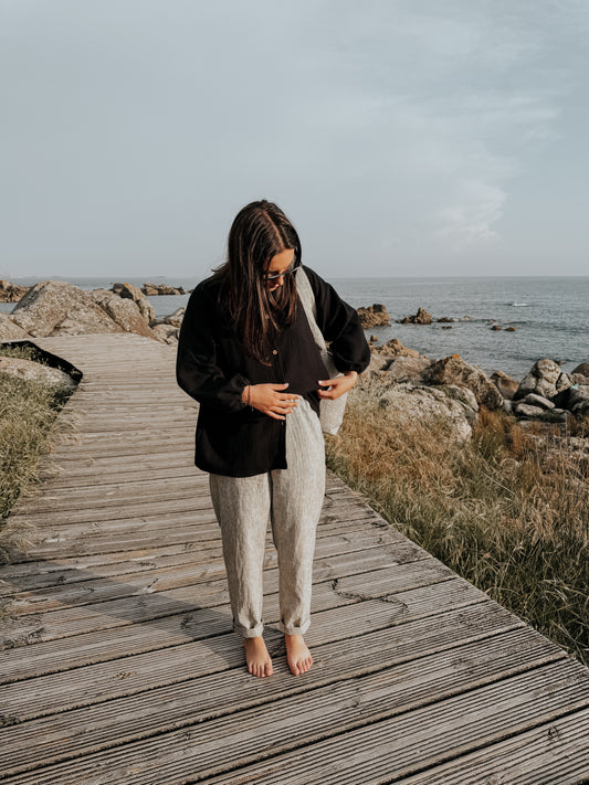 Striped linen trousers
