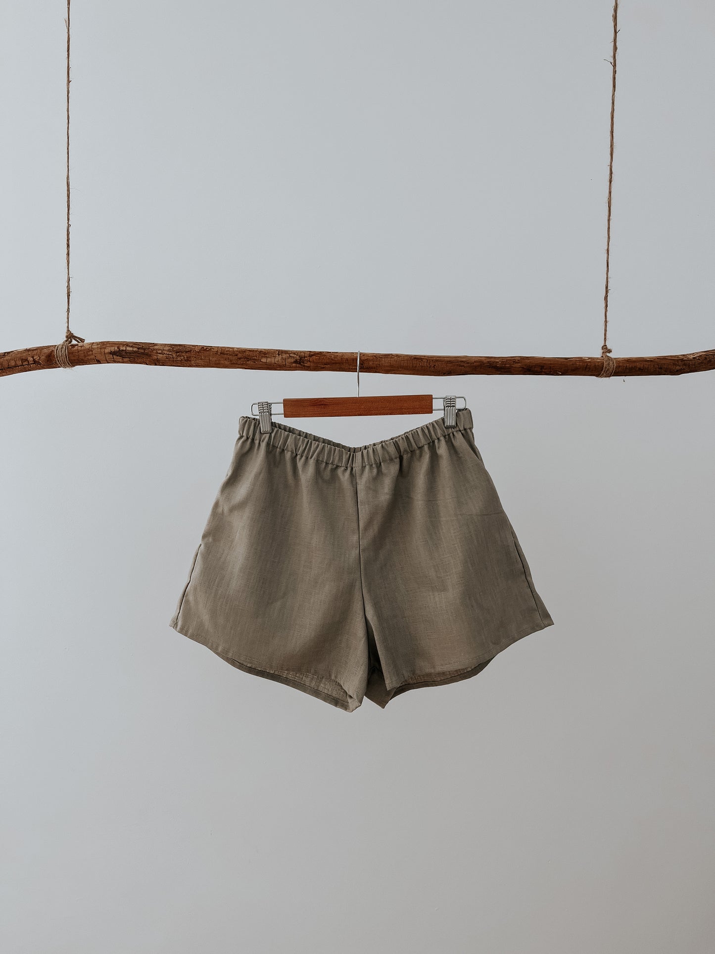 Taupe linen shorts