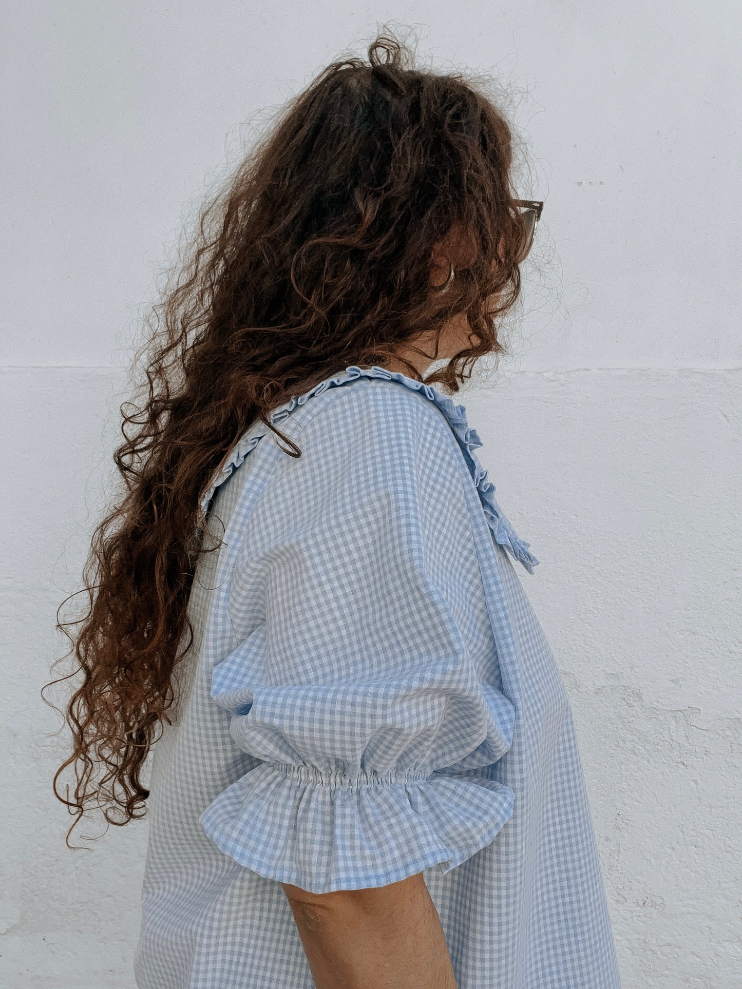 Blusa Camila vichy azul bebé