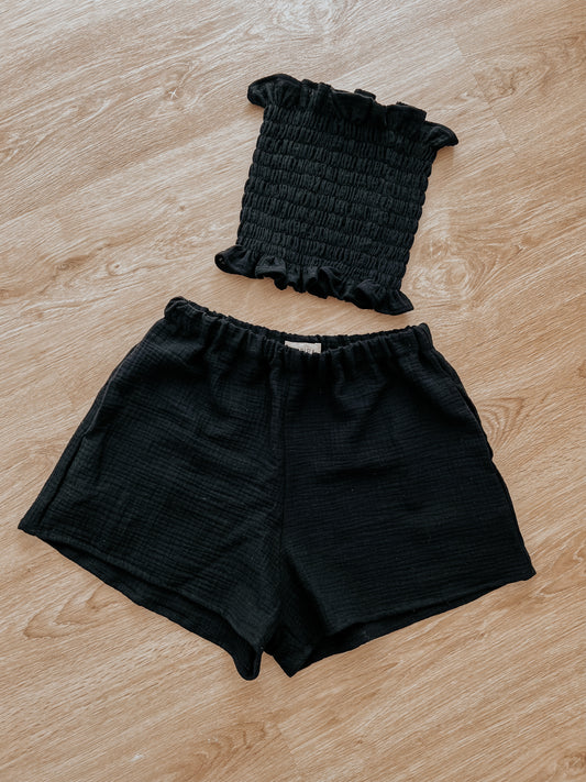 Black cotton shorts