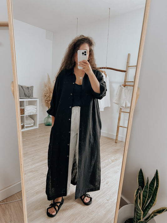 Kaftan lino negro