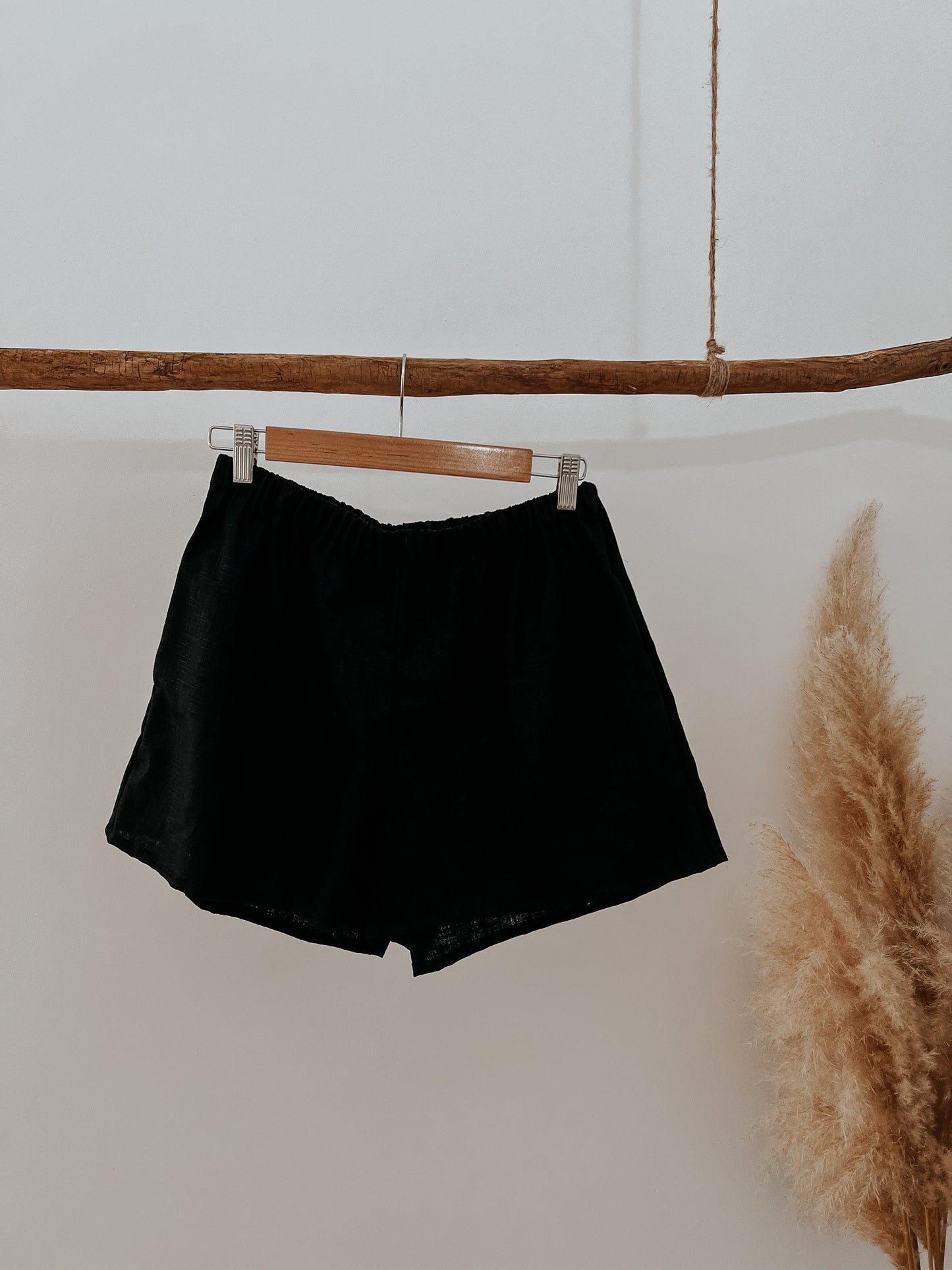 Black linen shorts