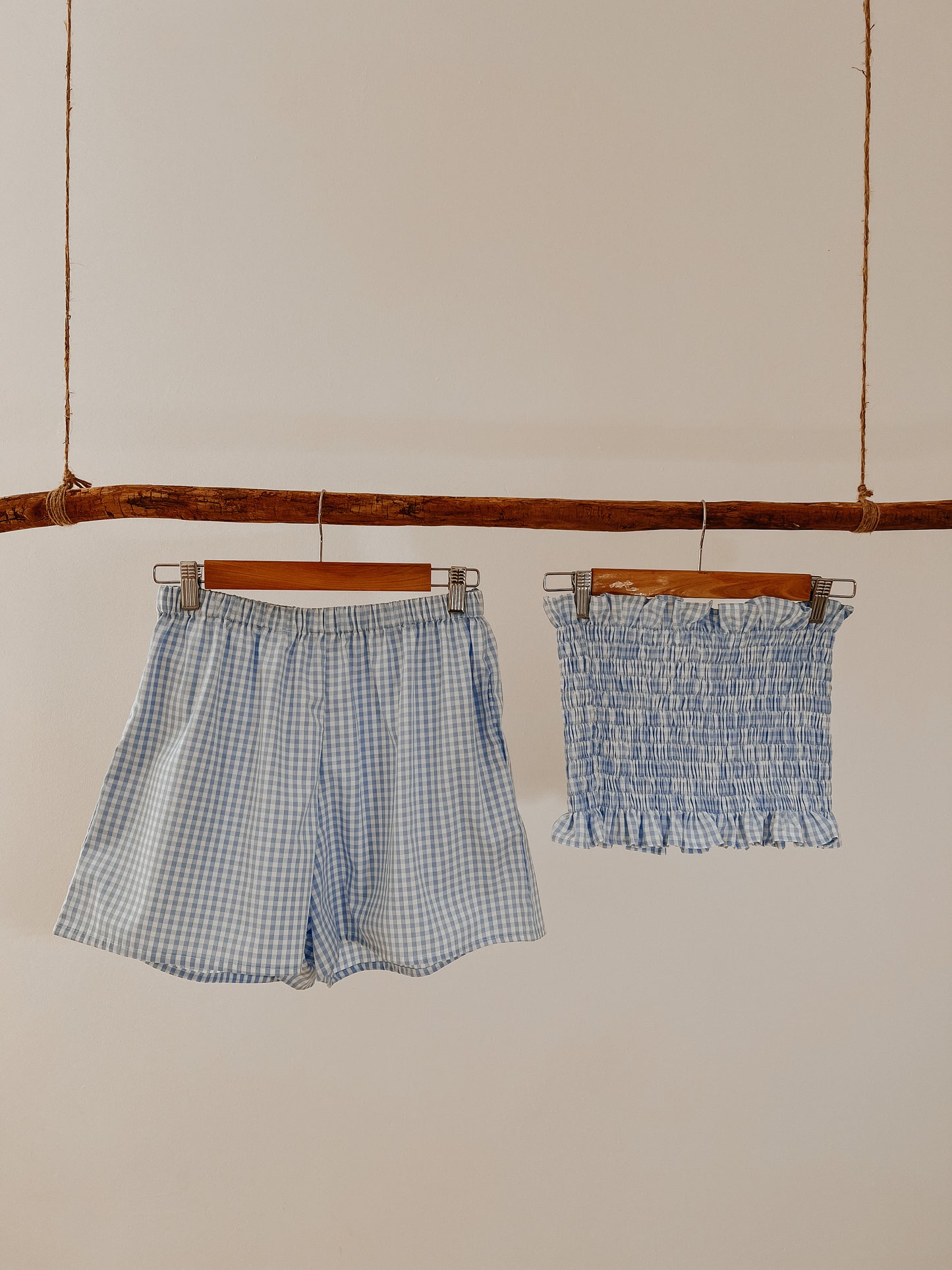 Shorts cuadro azul cielo