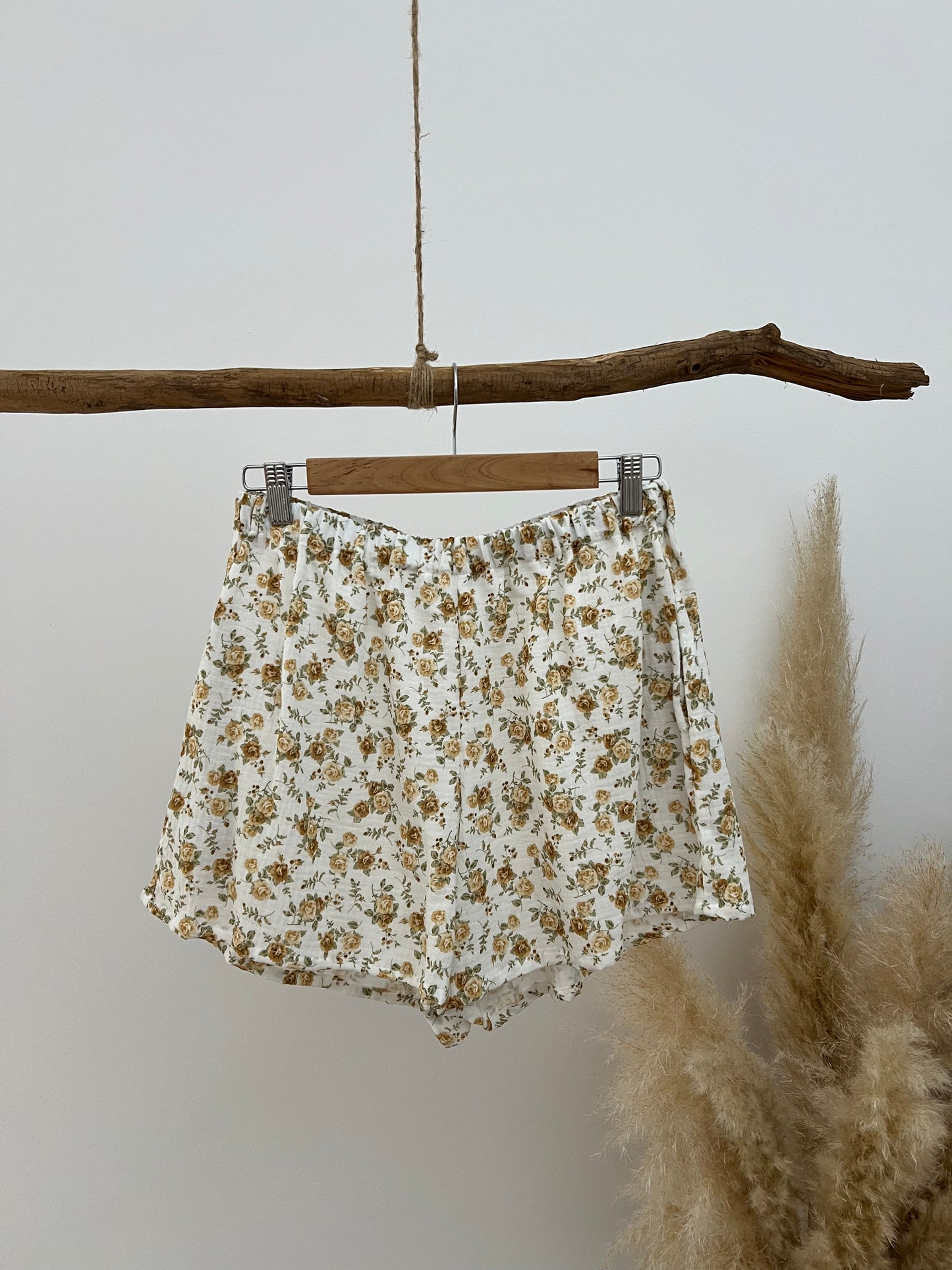 Mustard floral shorts