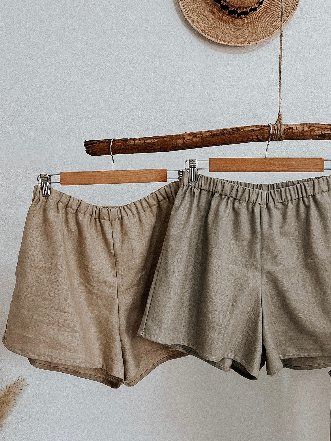 Taupe linen shorts