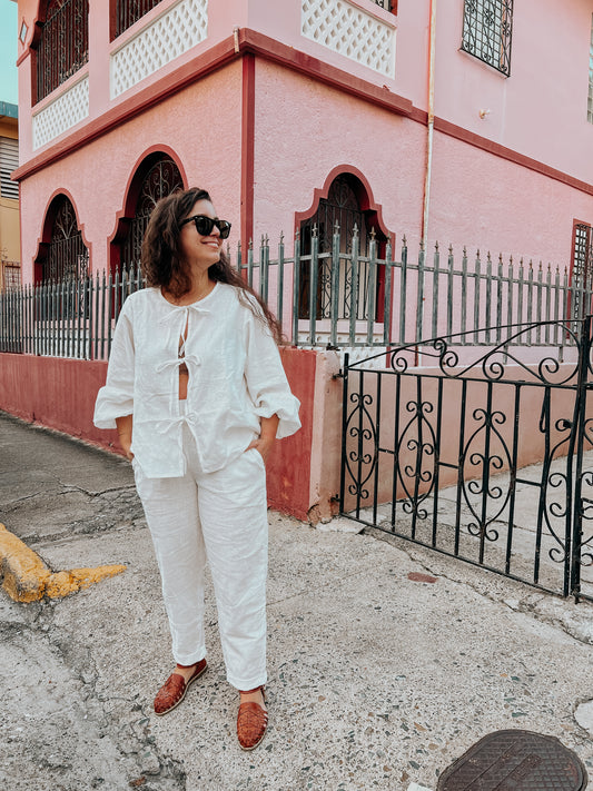 Pantalones blancos de lino