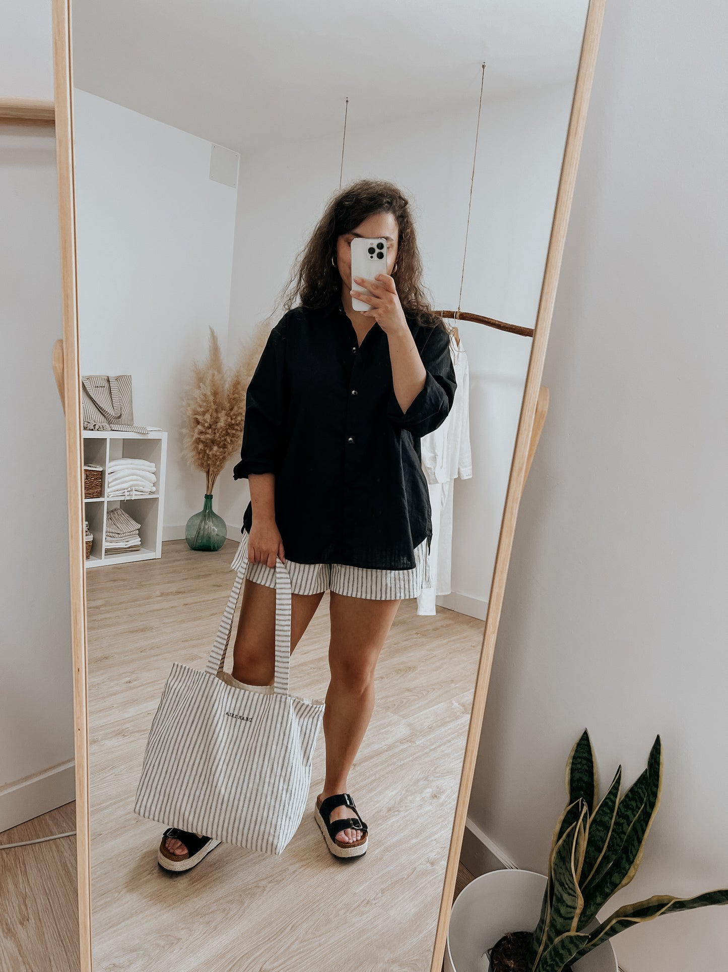 Black linen blouse