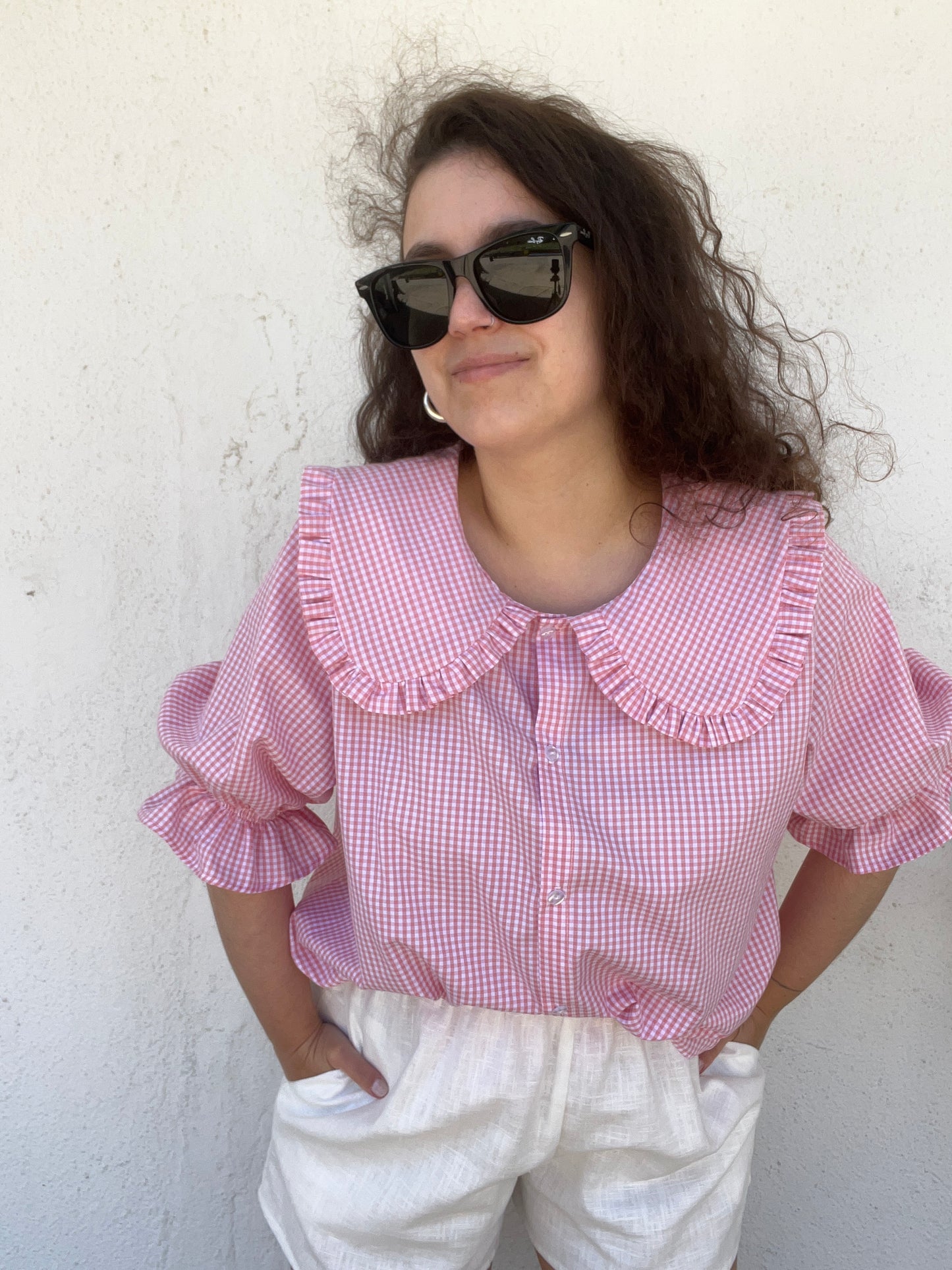 Blusa Camila vichy rosa bebé