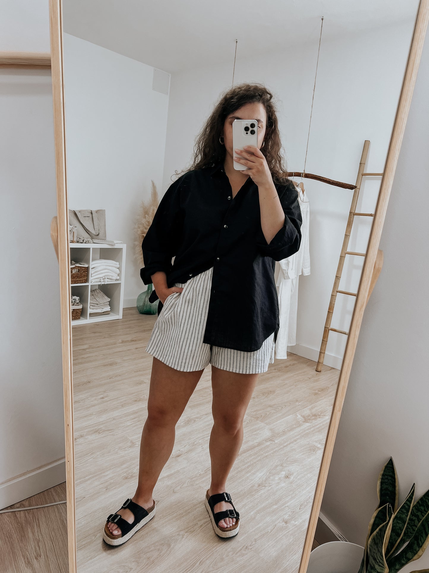 Black linen blouse