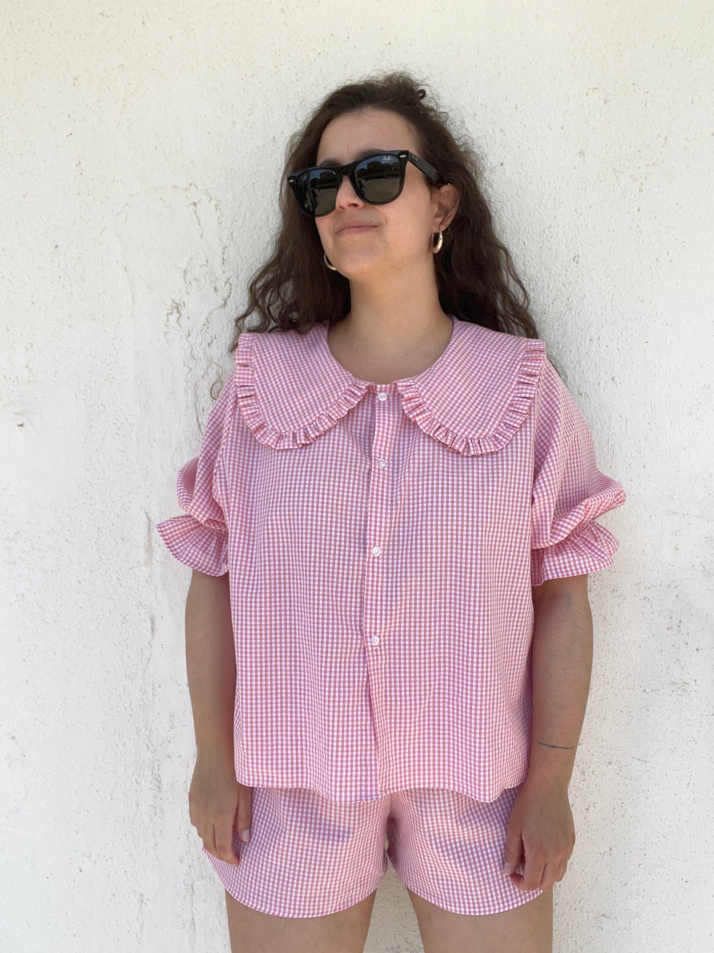 Blusa Camila vichy rosa bebé