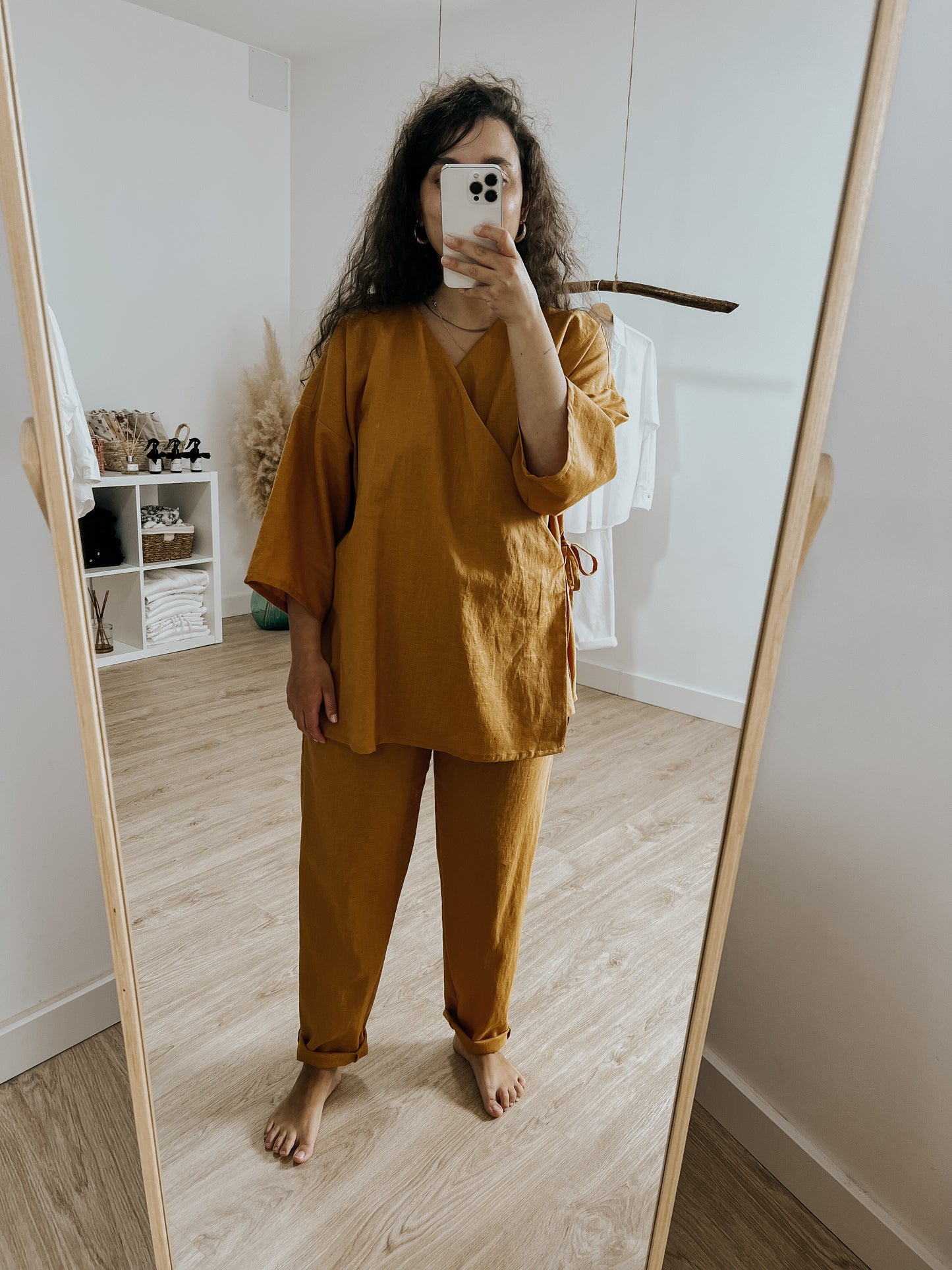 Pantalones mostaza de lino