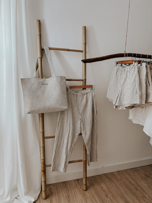 Pantalones de rayas de lino