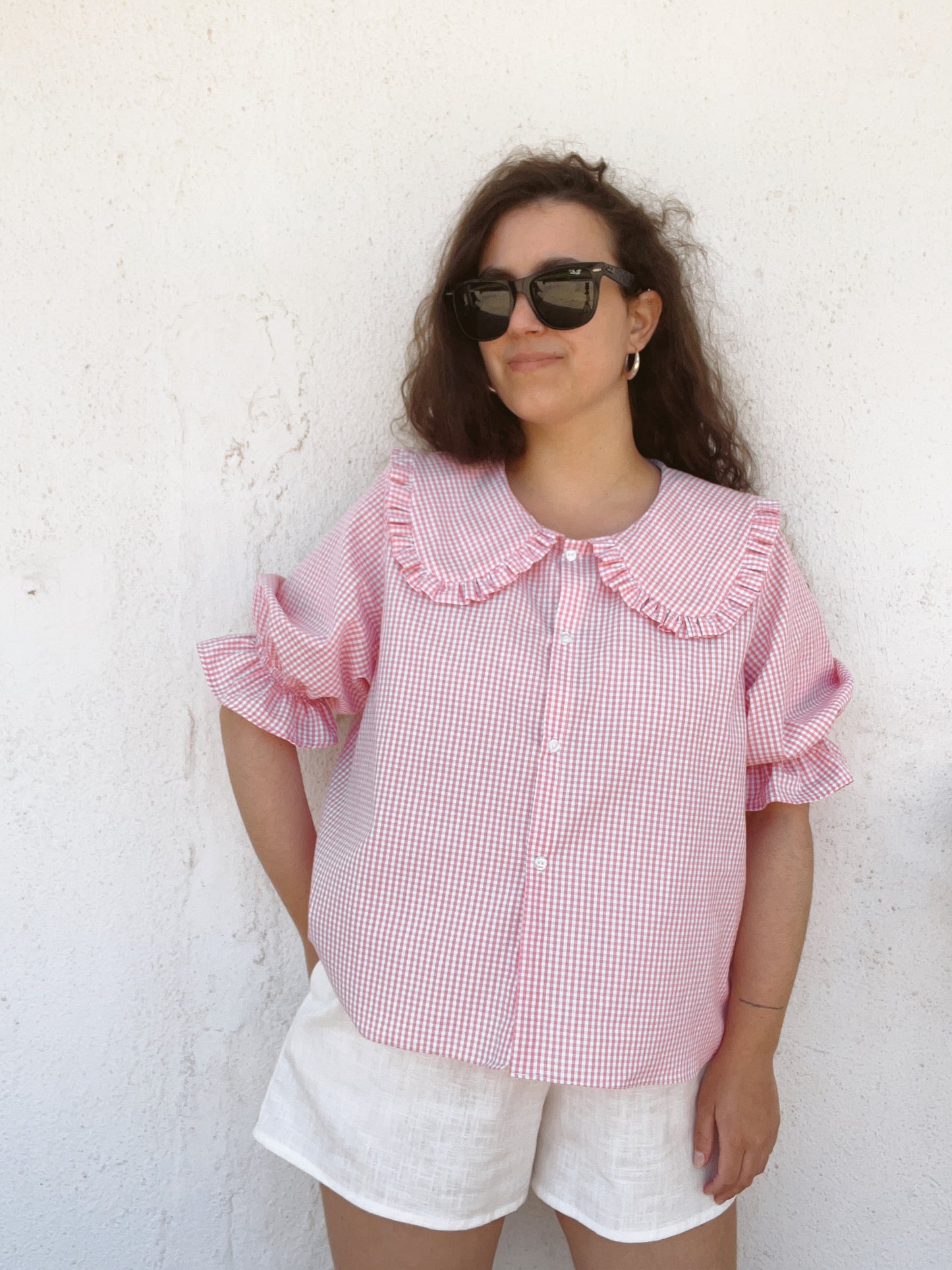 Blusa Camila vichy rosa bebé