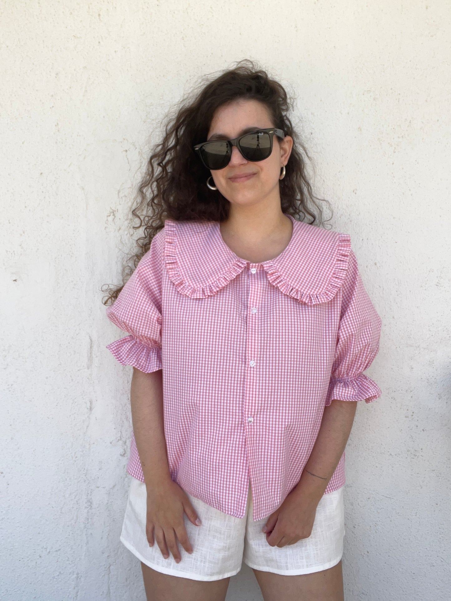 Blusa Camila vichy rosa bebé