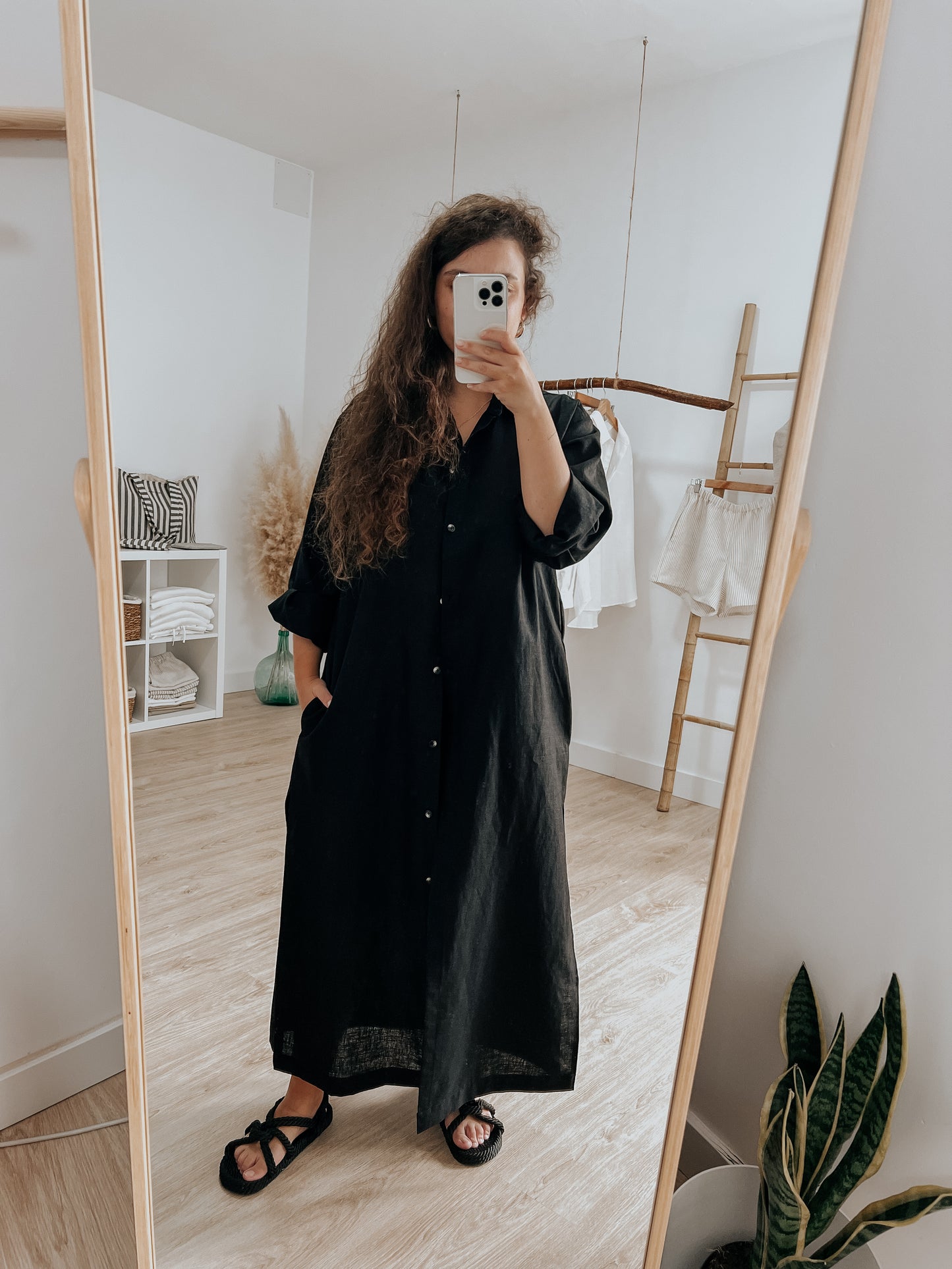 Kaftan lino negro