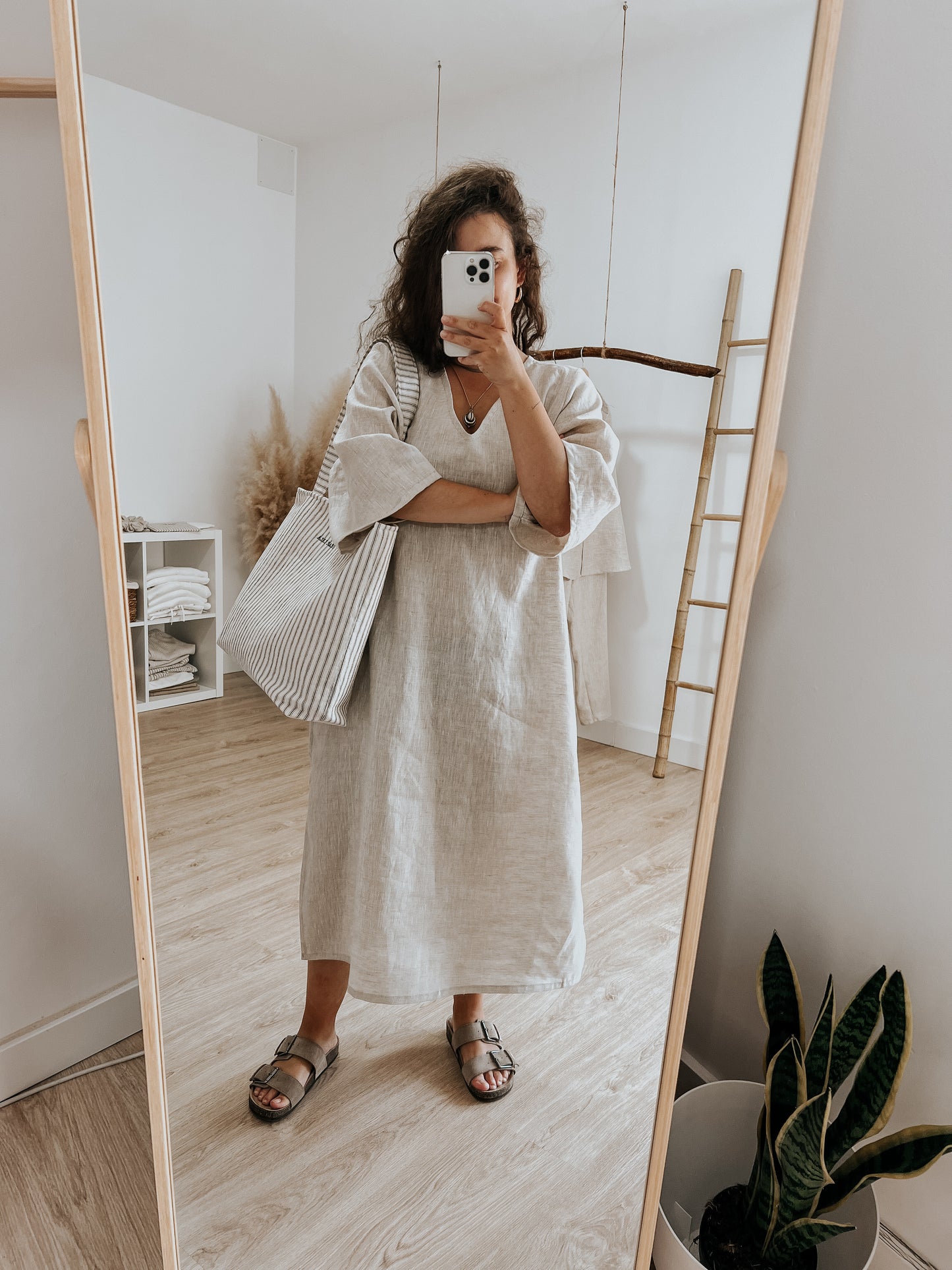 Sand linen dress