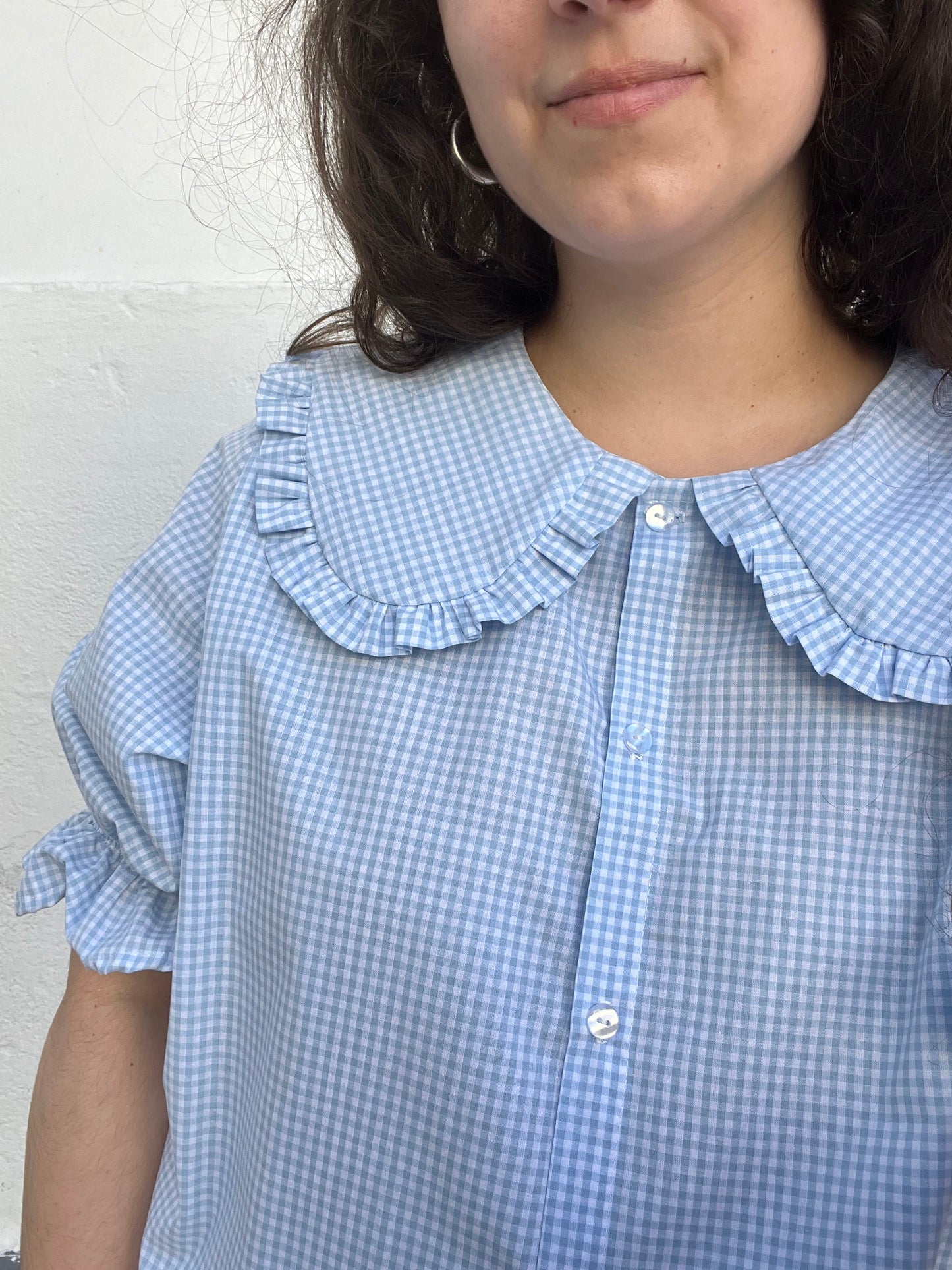 Blusa Camila vichy azul bebé