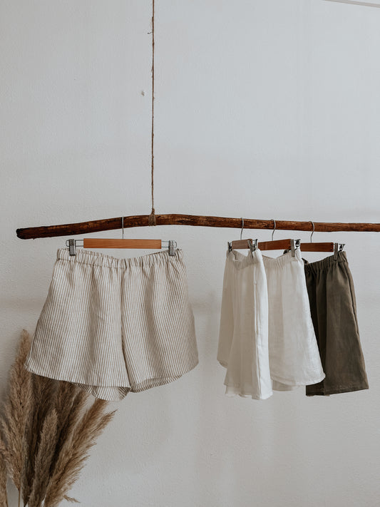 Striped linen shorts