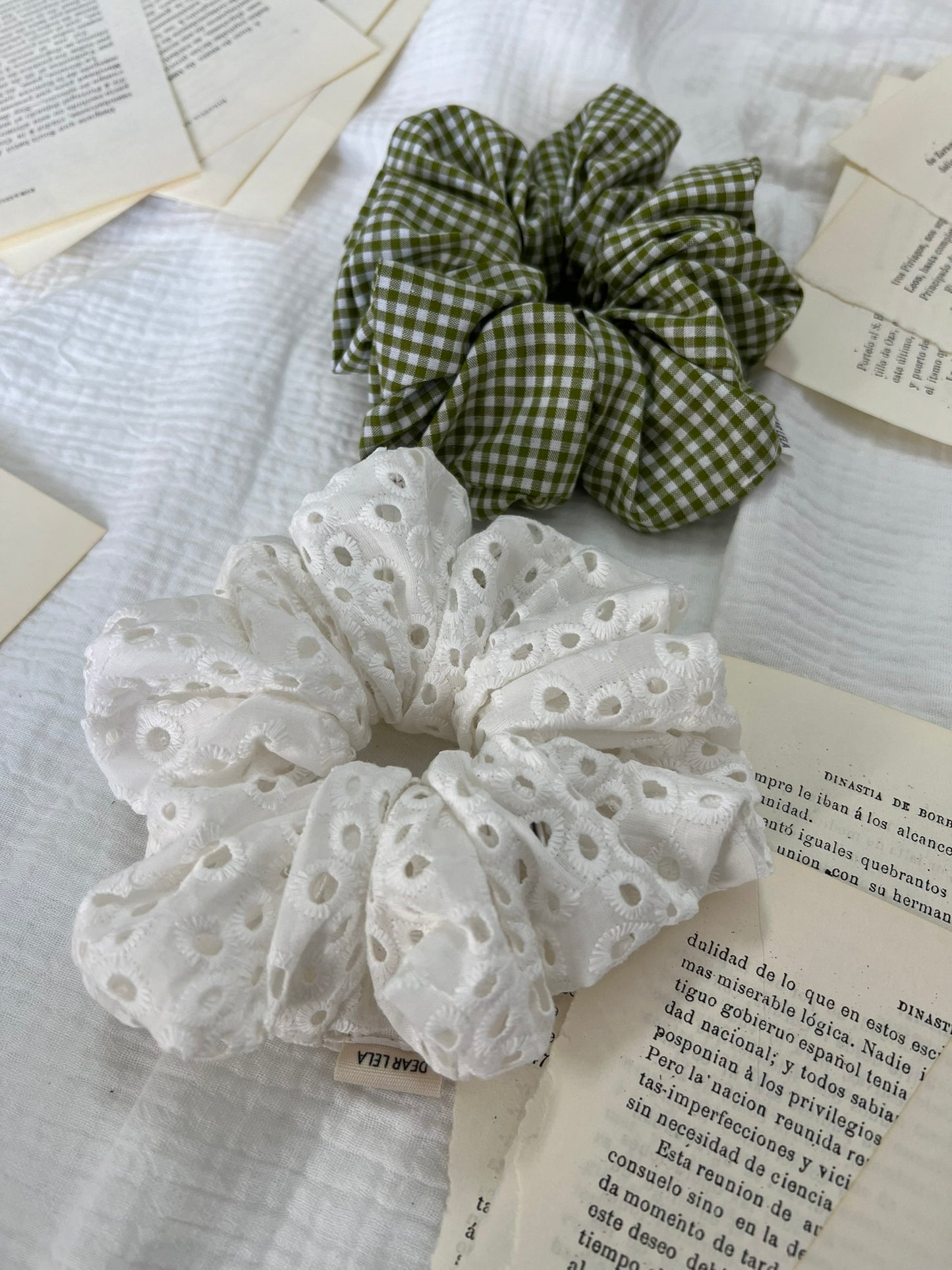 Green gingham scrunchie